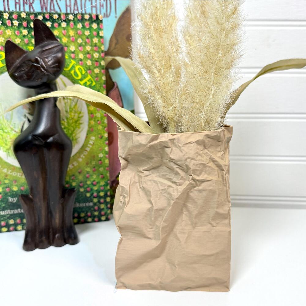 Kraftique - Paper Reborn , Crumpled Paper Bag Design, Small Tabletop Vase